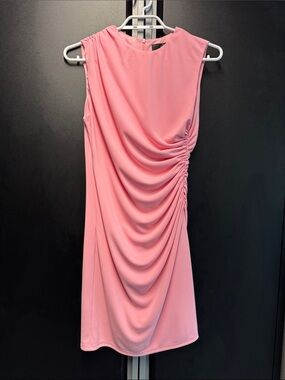Zara Pink Sleeveless Draped Ruched Mini Dress